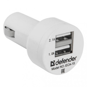 Автомобильное зарядное устройство Defender ECA-15 USB 2.0 5V 2x1A+2A adapter package (83561)