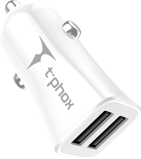 АЗУ T-PHOX Pocket 2.4A Dual USB white