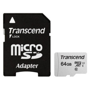 Карта памяти TRANSCEND MicroSDXC 64GB UHS-I 300S + SD Adapter (TS64GUSD300S-A)