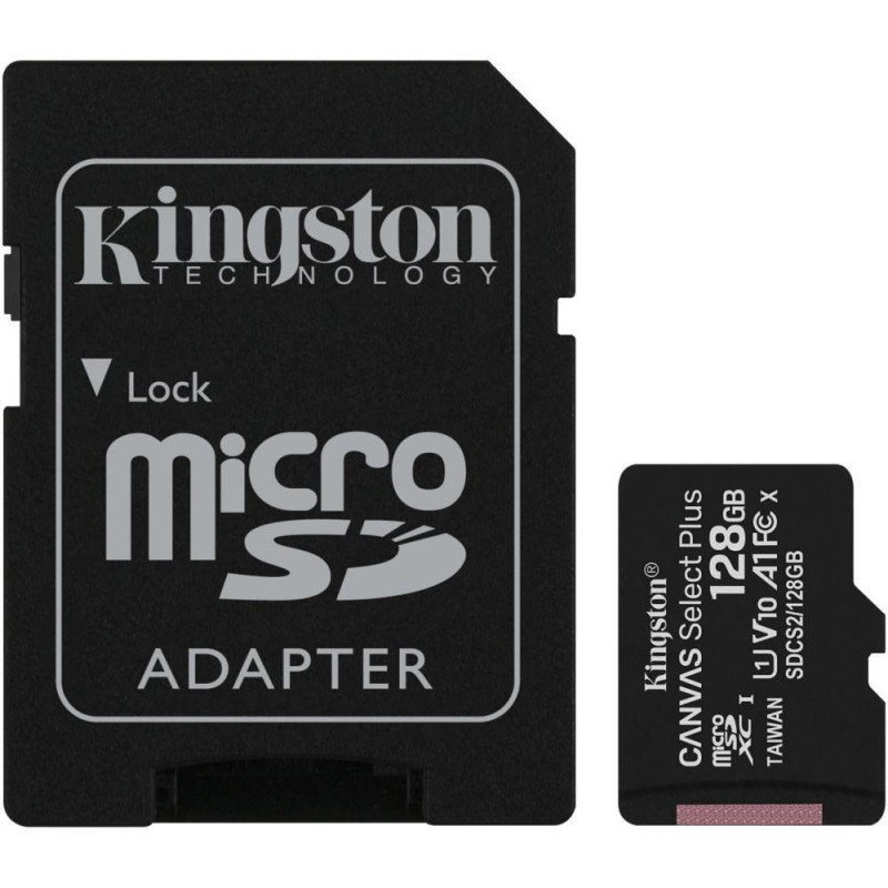 Карта памяти KINGSTON microSDXC 128Gb Canvas Select Plus + SD Adapter SDCS2/128GB