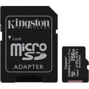 Карта пам'яті KINGSTON microSDXC 256GB Class 10 UHS-I U3 Canvas Select Plus + SD Adapter SDCS2/256GB