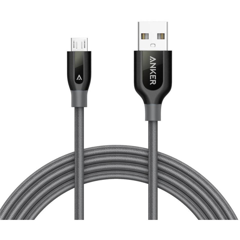 Кабель Micro USB Anker PowerLine+ USB2.0 AM/MicroUSB Space Gray 1.8m (A8143HA1)
