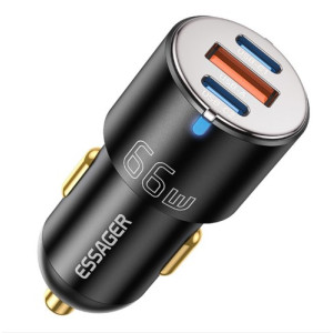 АЗП Essager F689 66W Dual USB C+USB A Fast Car Charger Adapter Black (ECC2C1A-FF01)