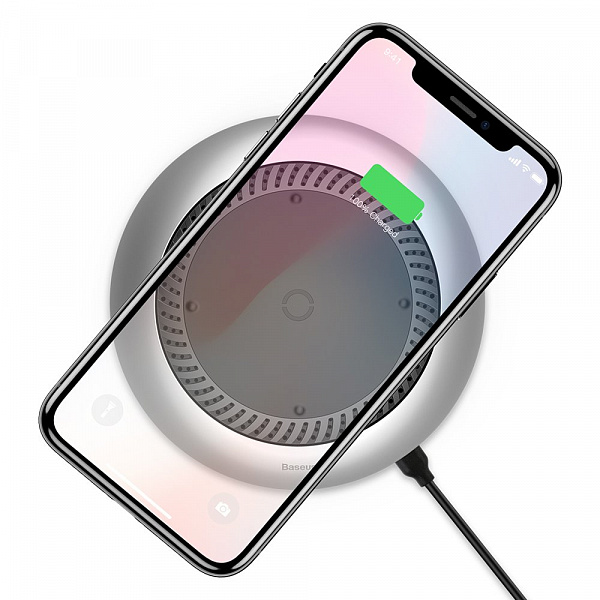 Бездротовий зарядний пристрій Wireless Charger Baseus Whirlwind 10W + Type-C Cable silver