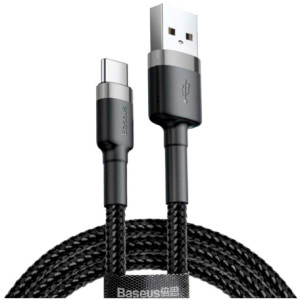 Кабель USB Type-C Baseus USB Cabel to USB-C Cafule 1m Grey/Black (CATKLF-BG1)