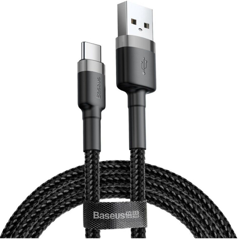 Кабель Baseus Cafule USB Type-C 2A 3m grey+black (CATKLF-UG1)