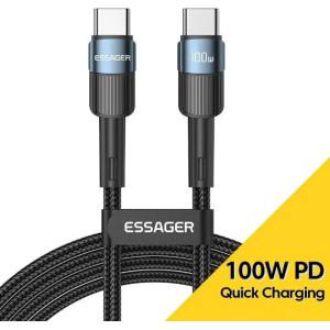 Кабель Essager USB Type-C to Type-C PD 100W 20V 5A Fast Charging 1м Black (ES-X18) (EXCTT1-XC01)