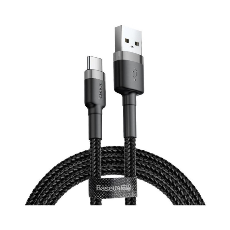 Кабель USB Type-C Baseus Cafule Cable USB For Type-C 3A 1M Gray/Black (CATKLF-BG1)