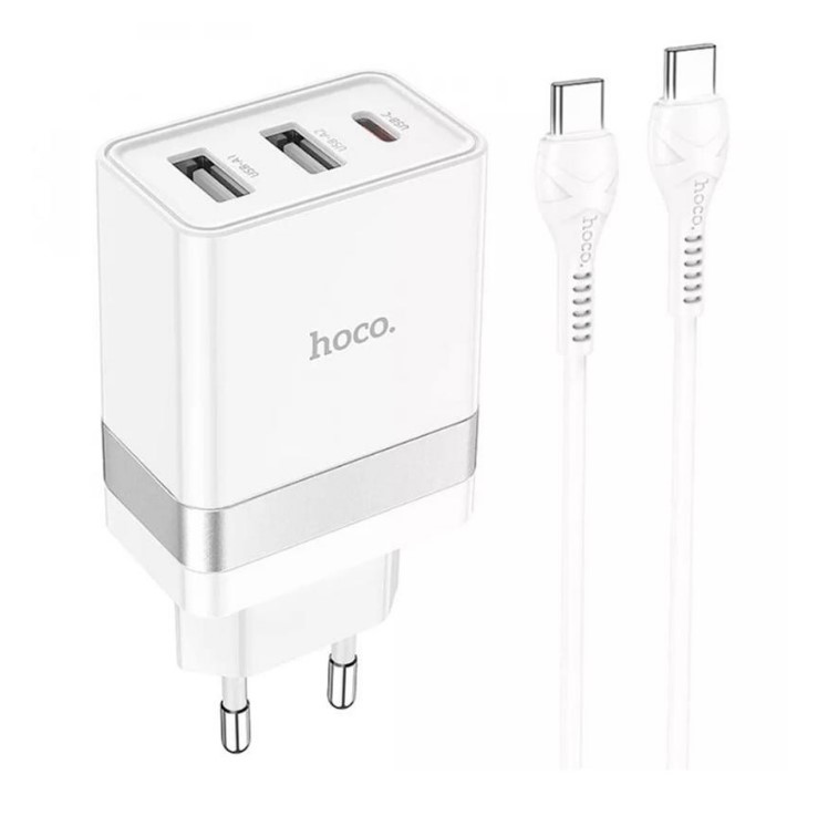 Зарядний пристрій Hoco N21 Topspeed + USB Type-C to Lightning White