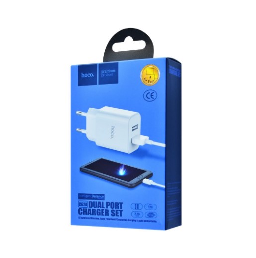 СЗУ Hoco C62A Charger + Cable (Type-C) 2.1A 2USB white