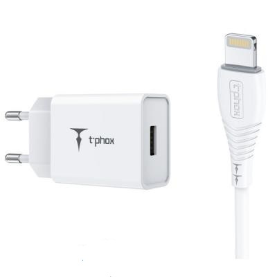 Зарядний пристрій T-Phox Mini 12W 2.4A + Lightning cable 1.2m (White) (Mini(W)+Lightning)