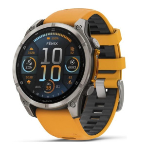 Смарт-годинник Garmin Fenix 8 47mm AMOLED Sapphire Titanium w. Spark Orange/Graphite Silicone Band (010-02904-10/11/19)