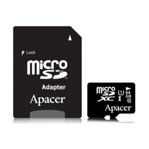 Карта памяти Apacer 64 GB microSDXC Class 10 UHS-I + SD adapter (AP64GMCSX10U1-R)