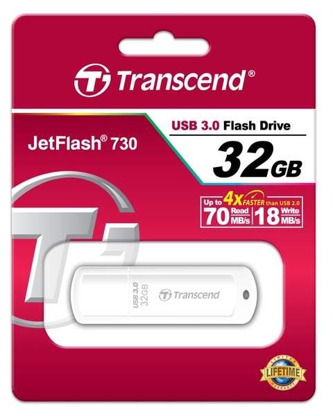 Флешка Transcend JetFlash 730 32GB USB 3.0 white