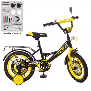 Дитячий двоколісний велосипед Profi XD1443 Original boy (black/yellow)