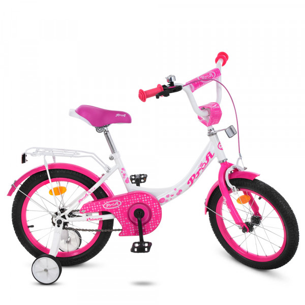 Дитячий двоколісний велосипед Profi Y1614 Princess (white/crimson)