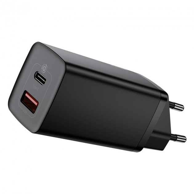 Мережевий зарядний пристрій Baseus GaN2 Lite Quick Charger C+U 65W Black (CCGAN2L-B01)